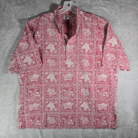 Reyn Spooner Lahaina Sailor Hawaiian Shirt Print Red Mens Size XL Reverse Print - Picture 1 of 10